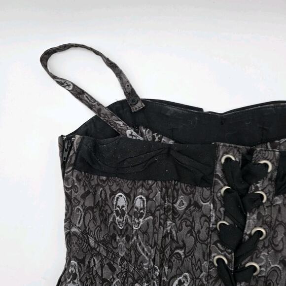 Tripp NYC Shirt Womens Medium Purple Black Tank Corset Skull Brocade - Picture 6 of 13